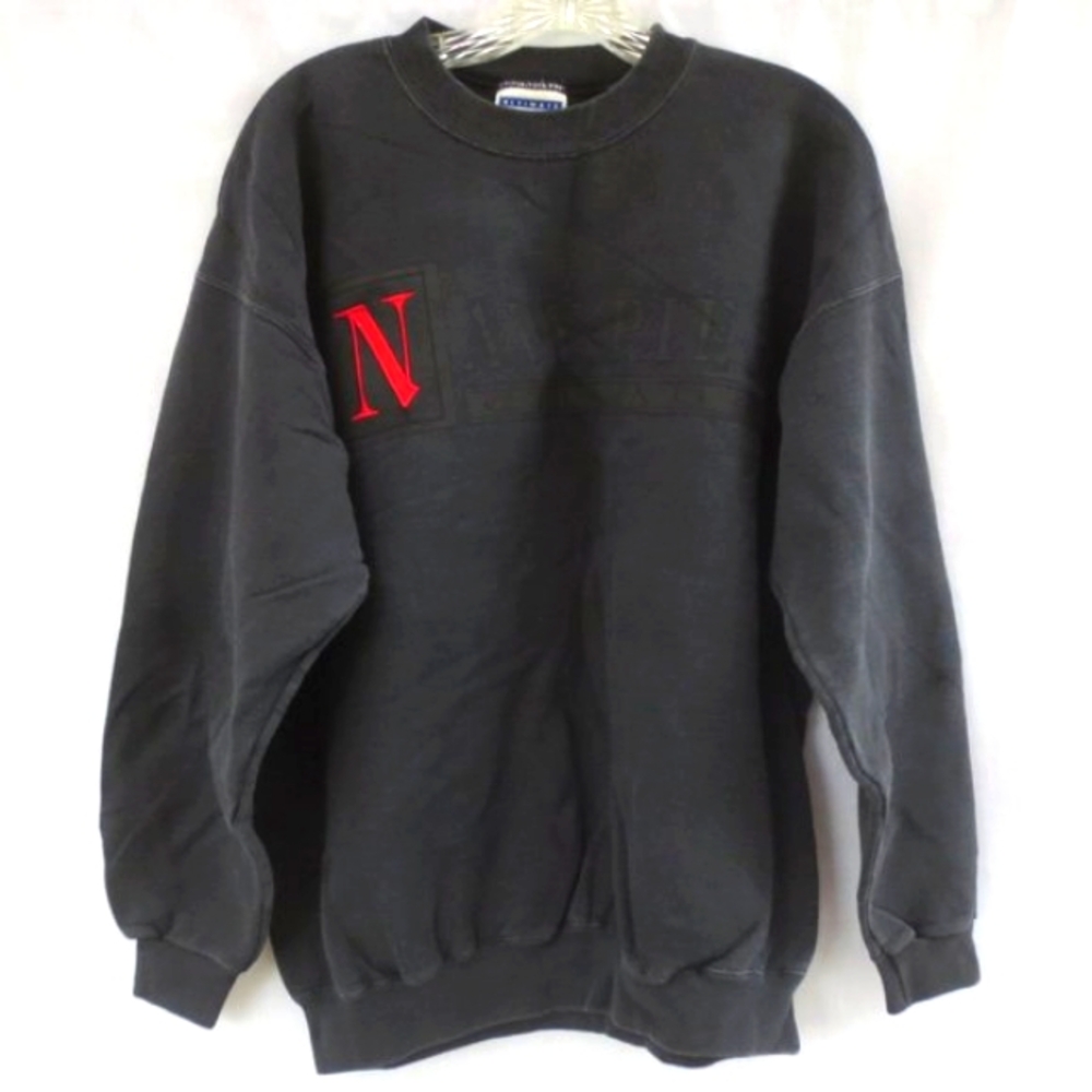 Hanes Sweatshirt Black Red Graphic Embroidered Pull On Ultimate Cotton Men's L